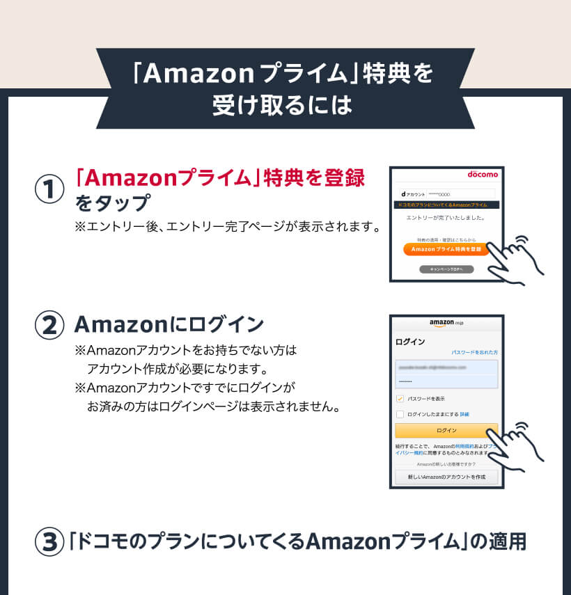 Amazon プライム エントリー できない ドコモ