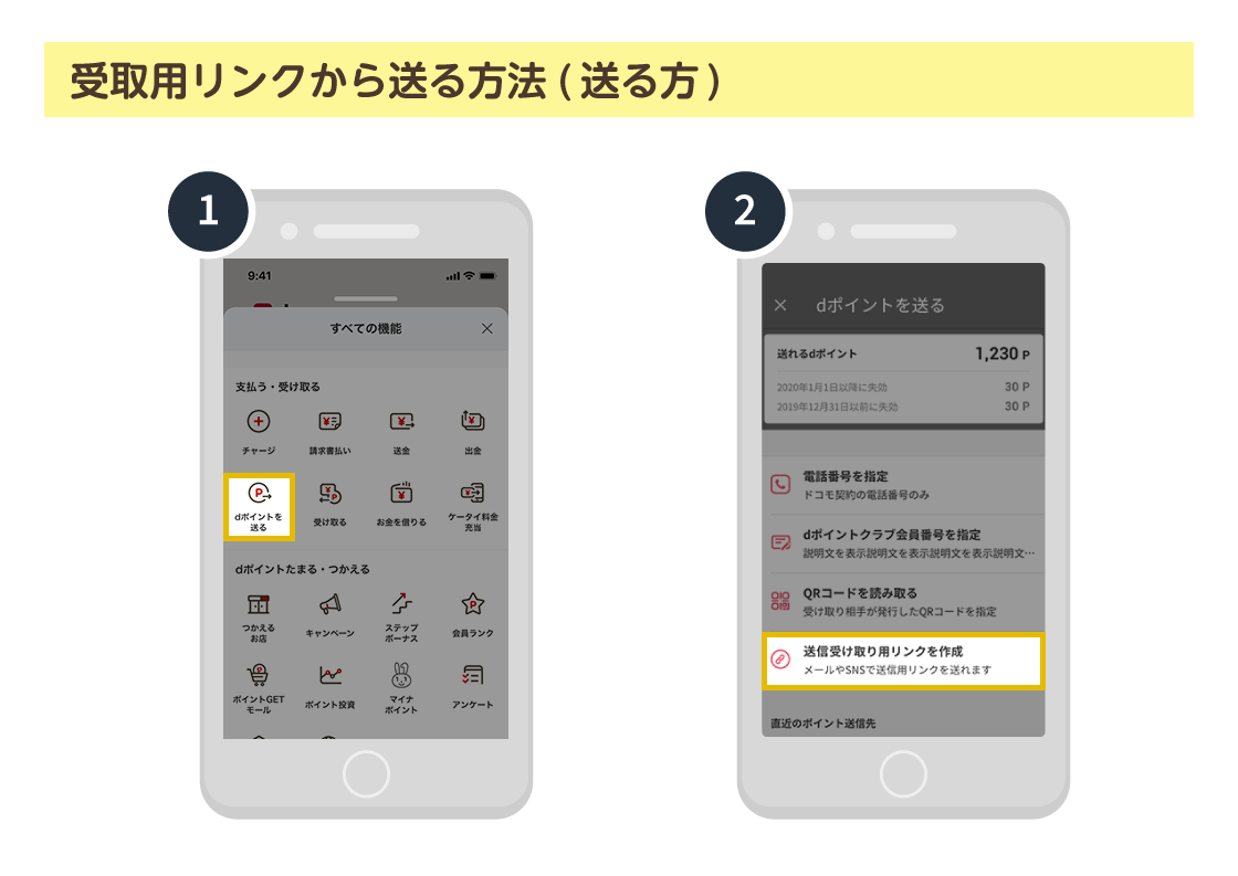 受取用リンクから送る方法
