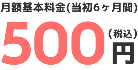 月額基本料金（当初6ヶ月間）500円（税込）